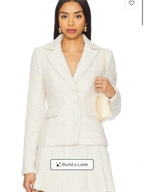 Revolve Cream Tweed Blazer Jacket set